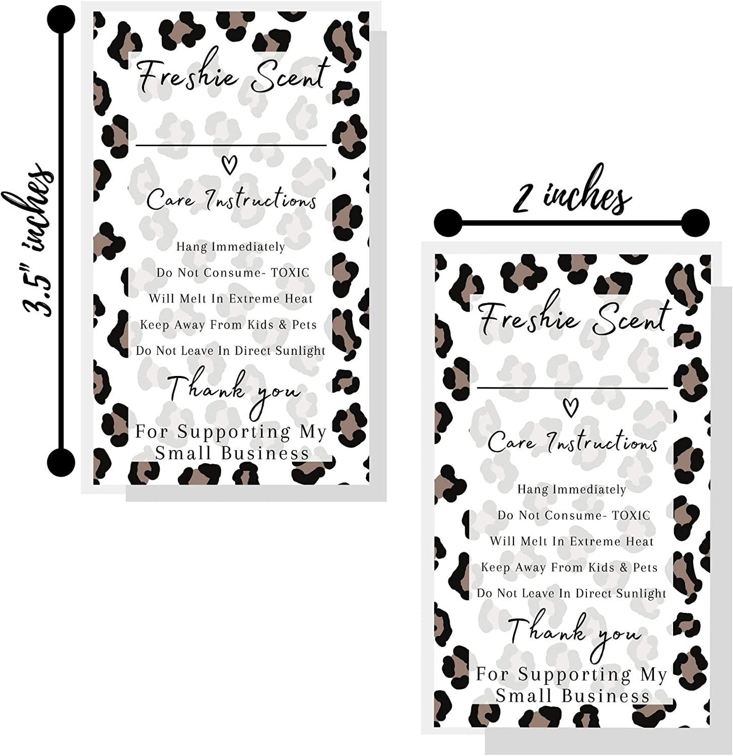 Freshie Label Stickers | 120 Pack | 2x3.5" inches Stickers | Freshies Supplies for DIY Crafts for Freshies Supplies, Beads and Silicone Molds, Freshies Scent Labels | Leopard Background Design
