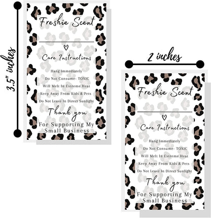 Freshie Label Stickers | 120 Pack | 2x3.5" inches Stickers | Freshies Supplies for DIY Crafts for Freshies Supplies, Beads and Silicone Molds, Freshies Scent Labels | Leopard Background Design