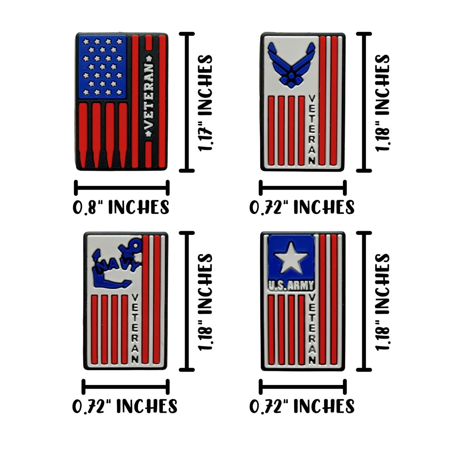 U.S. Military Veteran Silicone Focal Bead 12pk Bulk Armed Forces Bullet 1.18x0.8” American Foreign Wars Patriotic Mixed Beadable Keychain