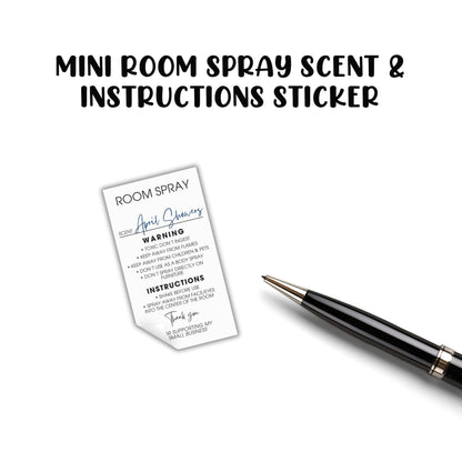 Room Spray Instruction Stickers for Bottles with Write In Scent Area 250pc Roll 1.25x2.25” Minimalist Modern Label Warning Fragrance