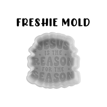 Jesus is The Reason for The Season Silicone Freshie Mold 3.7x4x0.8” Christmas Christian Church Cross Cardstock Prayers Bible Verses Aroma Beads Oven Safe