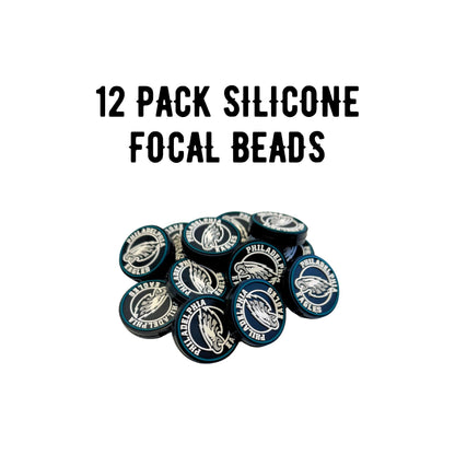 Philadelphia Focal Bead Sports Football Shaped 12pk 1.1” for Bulk Keychains Silicone Charm Beadable Pens Freshie Hangers Logo Circle Super
