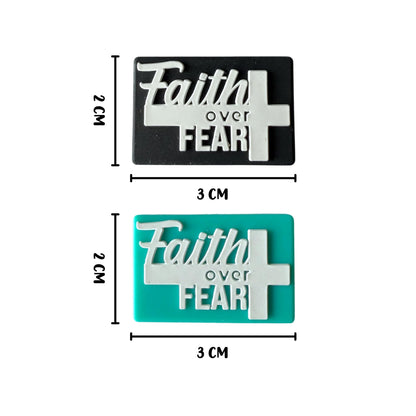 Faith Over Fear Rectangle Silicone Focal Bead 12pk 3x2cm 6pc Each Color Bible Verse Christian Encouragement for Beadable Pen Keychain Freshie Hanger