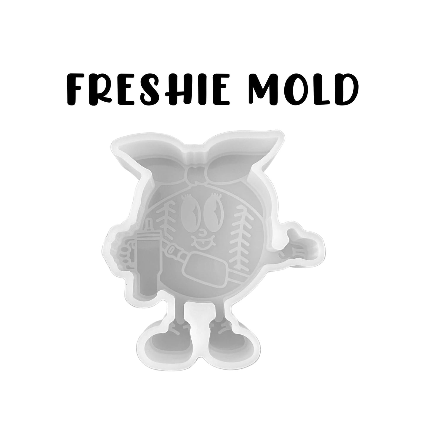 Baseball Softball Sports Ball Girl Holding Tumbler with Handle Boujee Car Freshie Silicone Mold 3.7x4x0.8” Scented Aroma Beads Cardstock