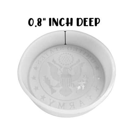 Military Branch United States Silicone Freshie Mold 4” Circle 0.8” D Scented Aroma Beads Men’s Patriotic Armed Forces Soldier American Flag USA