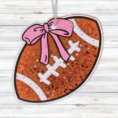 Football with Bow Silicone Freshie Mold 4.6x3.25” Car Freshener Fall Sports Boo Team College Aroma Oven Safe Manly Spirit Scented Beads