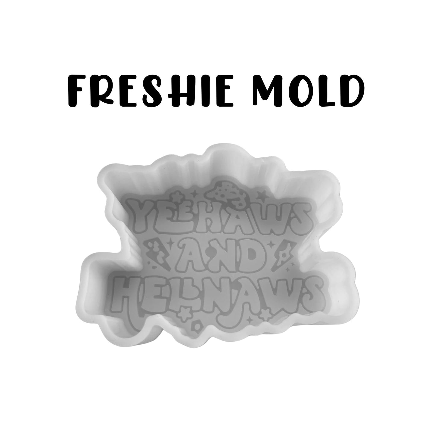 Yeehaws and Hellnaws Silicone Car Freshie Mold Country Music Girls Cowboy Quote Saying Lasso for Scented Aroma Beads Oven Safe