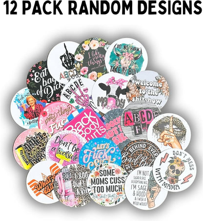 Inappropriate Mom Freshie Cardstock Cutout Rounds 3” inch | 12 pk Mixed Scented Aroma Beads for Car Freshie Mama Designs Inserts Cussing Middle Finger