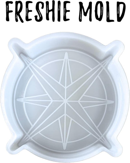 Compass Rose Car Freshie Silicone Mold 3.5 x 3.5 x 0.8” for Men Directions Arrows Scented Aroma Beads Car Candle, Resin, Soap Making Oven Safe Bake up to 450 F Manly Cardinal N, S, E, W