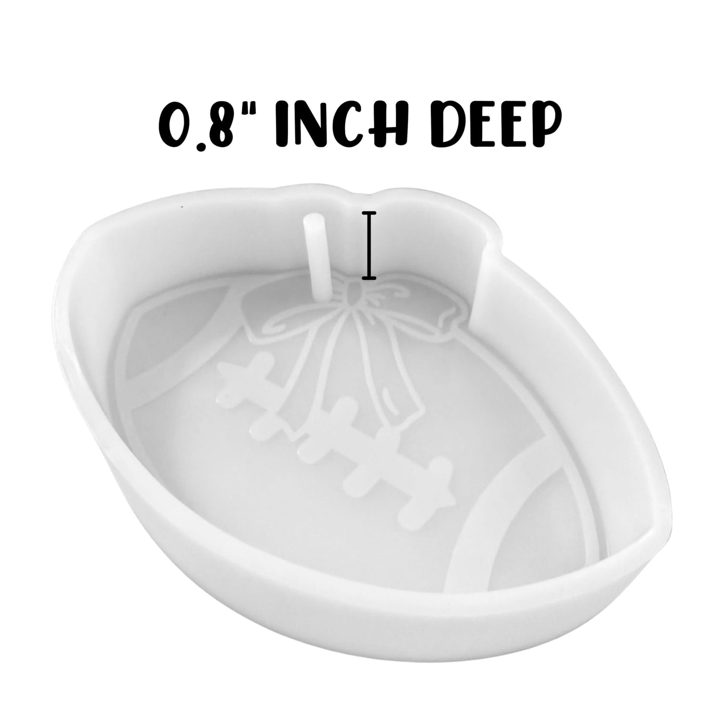 Football with Bow Silicone Freshie Mold 4.6x3.25” Car Freshener Fall Sports Boo Team College Aroma Oven Safe Manly Spirit Scented Beads