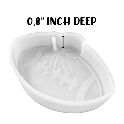 Football with Bow Silicone Freshie Mold 4.6x3.25” Car Freshener Fall Sports Boo Team College Aroma Oven Safe Manly Spirit Scented Beads