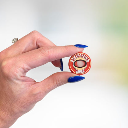 San Focal Bead Sports Fransisco Football 12pk 1.1” for Bulk Keychains Silicone Charm Beadable Pens Freshie Hangers Red and Gold Pro Game Day Circle