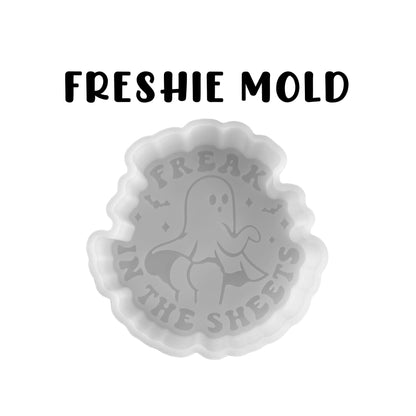 Freak in The Sheets Ghost Boo Silicone Car Freshie Mold Halloween Funny 4.1x4.1x0.8” Boujee Fall Pumpkins Black Cat Aroma Beads Oven Safe