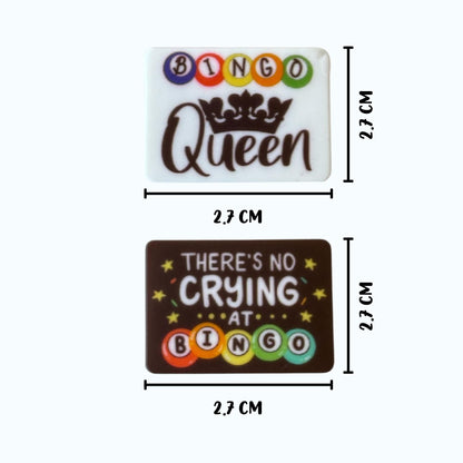 Bingo There’s No Crying at Bingo Queen Rectangle Silicone Focal Beads 12pk 2.8cm Old Lady Bars Girls Night Out 6 of Each Assorted Mixed for Beadable Pens Freshie Hangers