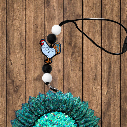 Chicken Hen Conch Teal Tail Feathers Farm Animal Silicone Focal Beads Bulk 12pk for Beadable Pens Keychains Dog Mom Freshie Hangers