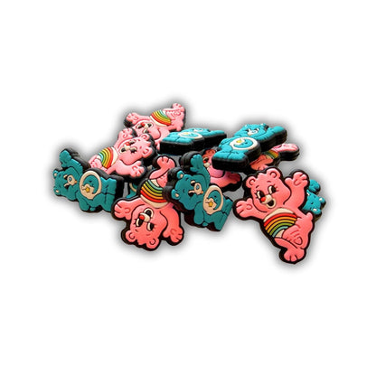 Bear Character Silicone Focal Beads Bedtime Cheer 12pk 1.17x0.85” and 1.35x1.1” Bulk Care Colorful Beadable Pen Keychain 90’s Show Retro