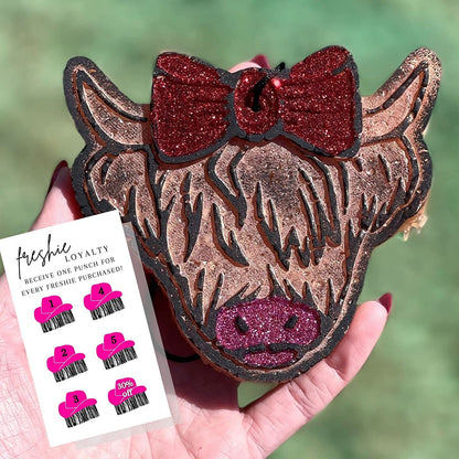 Freshie Loyalty Cards with Fringe Cowgirl Hats | 50 Pack | 2" x 3.5" inches Business Card Size | Freshies Supplies | Customer Loyalty | White Card with Pink Hats
