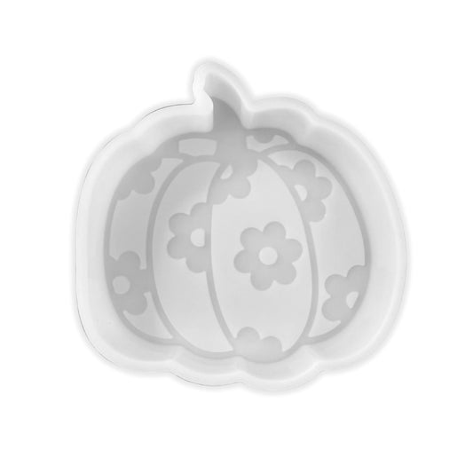 Pumpkin with Flowers Silicone Mold Car Freshie 4x3.75” Fall Halloween 90’s Retro Checkered Freshener for Aroma Beads Boo Ghost Harvest