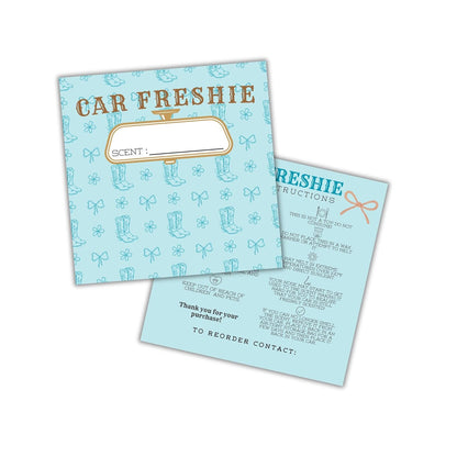 Teal Cowgirl Boots Rope Cardstock Inserts for Freshie Bags 30pk 5.6x5.6” Packaging Care Instructions Ideal for Sacks 6” Square Backers for Customers Country Chic