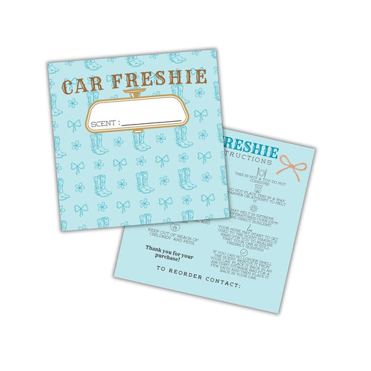 Teal Cowgirl Boots Rope Cardstock Inserts for Freshie Bags 30pk 5.6x5.6” Packaging Care Instructions Ideal for Sacks 6” Square Backers for Customers Country Chic