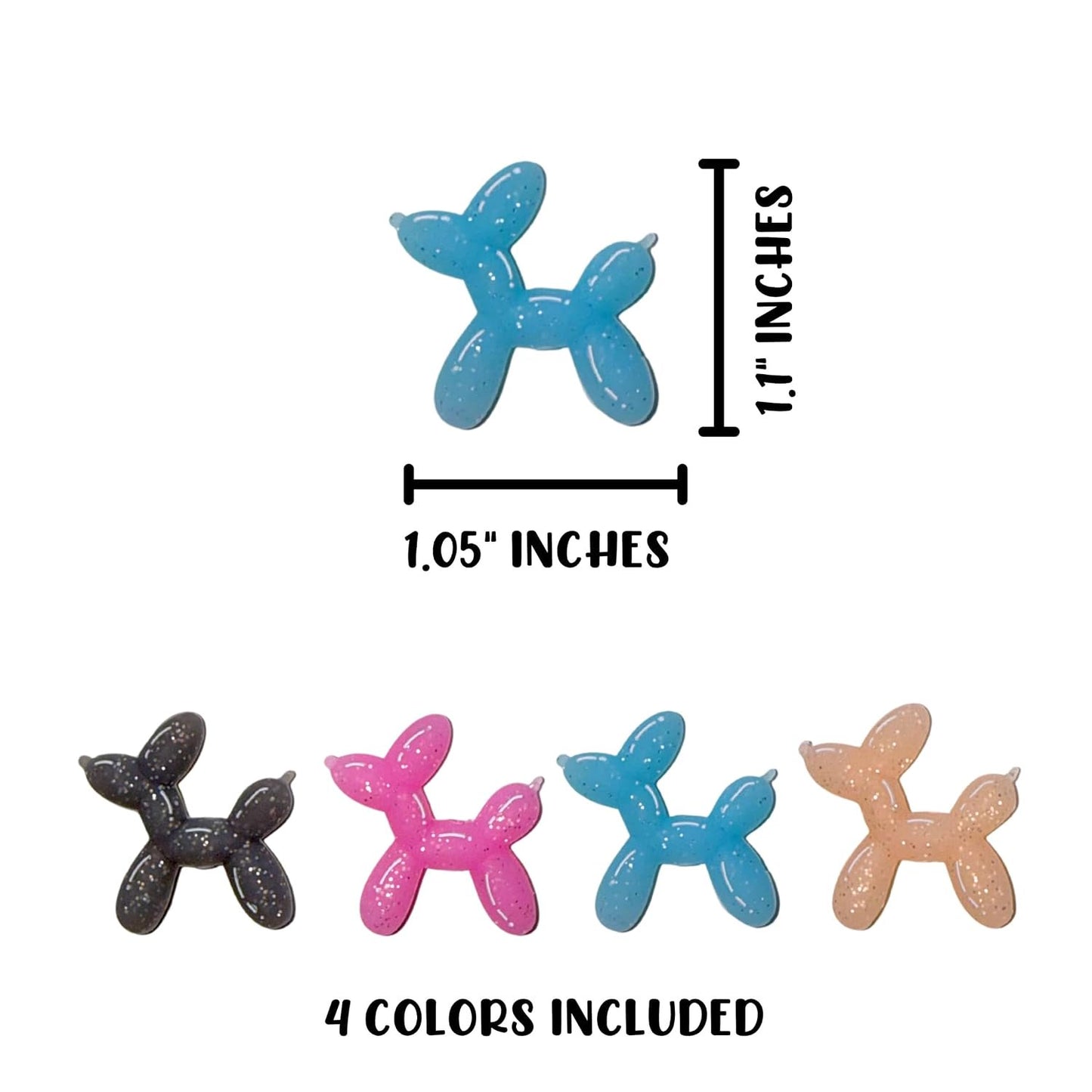 Balloon Animal Dog Silicone Focal Bead 12pk Bulk 1.1x1.05” Character DIY Beadable Pen Keychain Unique Supplies Car Freshie DIY