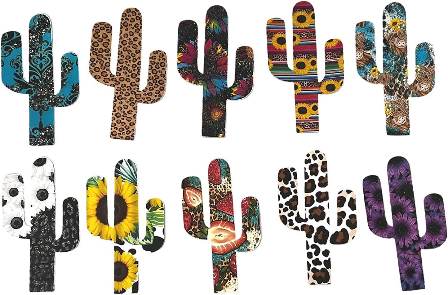 Freshie Cactus Cardstock Cutouts 5.5” x 3” inches for Freshies Random Design Mix | 12 pk | For Scented Aroma Beads Bake with Mold for Car Freshie Designs, Cactus, Western, Desert, Southwestern