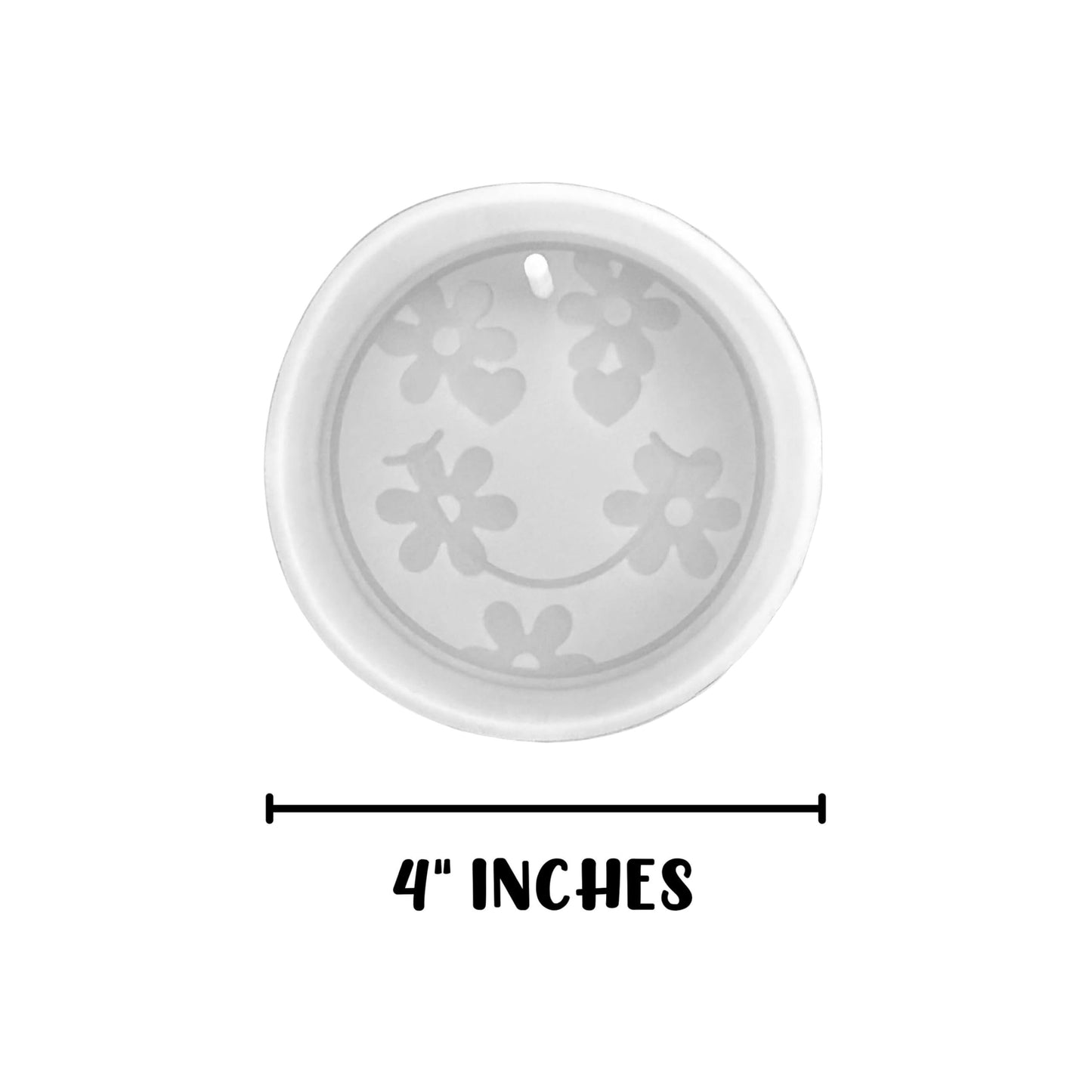 Smiley Face with Flowers Silicone Freshie Mold 4” 90’s Retro Trendy Car Candle Hanger Unique Drip Design DIY Oven Bake Scented