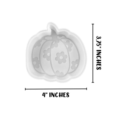Pumpkin with Flowers Silicone Mold Car Freshie 4x3.75” Fall Halloween 90’s Retro Checkered Freshener for Aroma Beads Boo Ghost Harvest