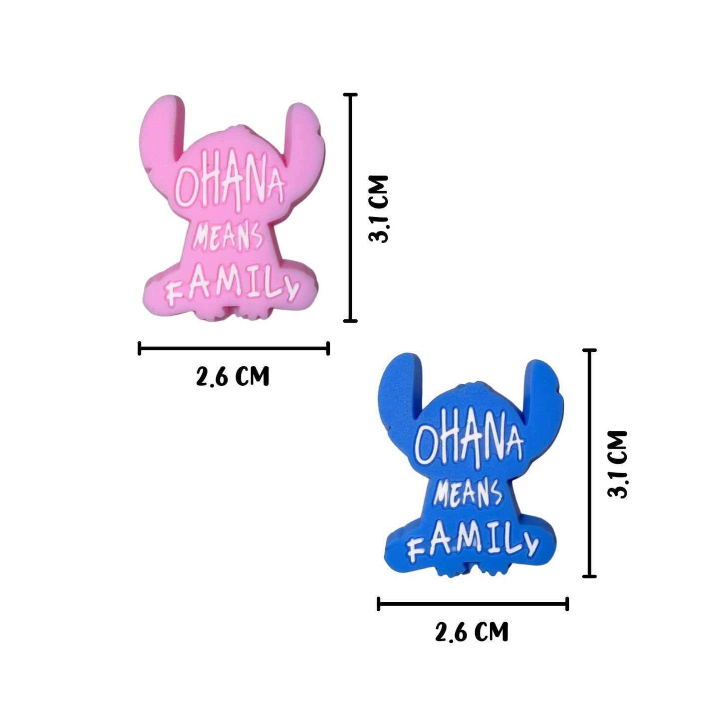 Ohana Means Family Movie Character Blue Monster Silicone Focal Bead 12pk 3.1x2.6 cm Pink 6 Each for Beadable Pen Keychain Freshie Hanger