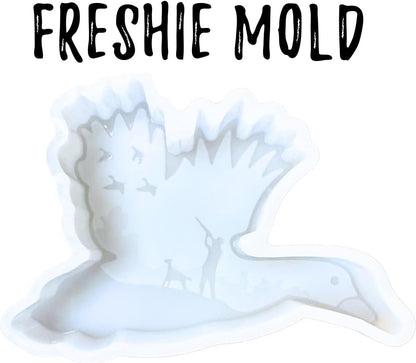 Duck Hunting Car Freshie Silicone Mold 2.75 x 4.25 x0.8” Hunter Manly Mallard Call Pheasant Heat Tolerant Oven Safe Bake 450 F for Scented Aroma Beads