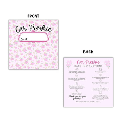 Floral Cardstock Inserts for Freshie Bags 30pk 5.6x5.6” Packaging Care Instructions Ideal for Sacks 6” Square Backers for Customers Flowers Chic