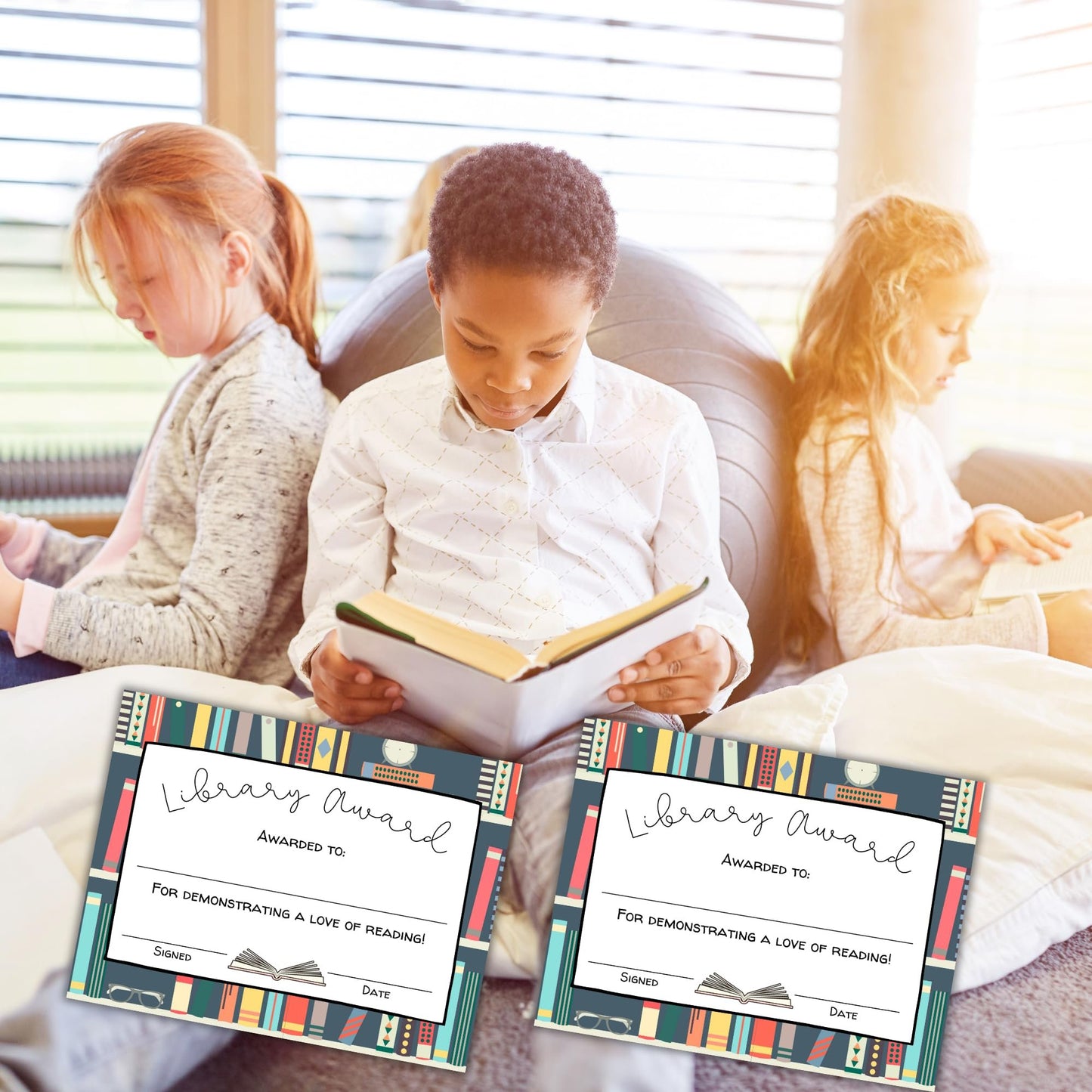 Library Award Certificate of Appreciation Books Read School | 50pk 8.5x11” Paper for School Most Improved Reader Handouts Most Books Read Librarian Ribbons Medal Star