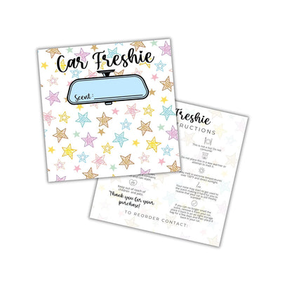 Stars Colorful Cardstock Inserts for Car Freshie Bags 30pk 5.6x5.6” Packaging Care Instructions Ideal for Sacks 6” Square Backers for Customers