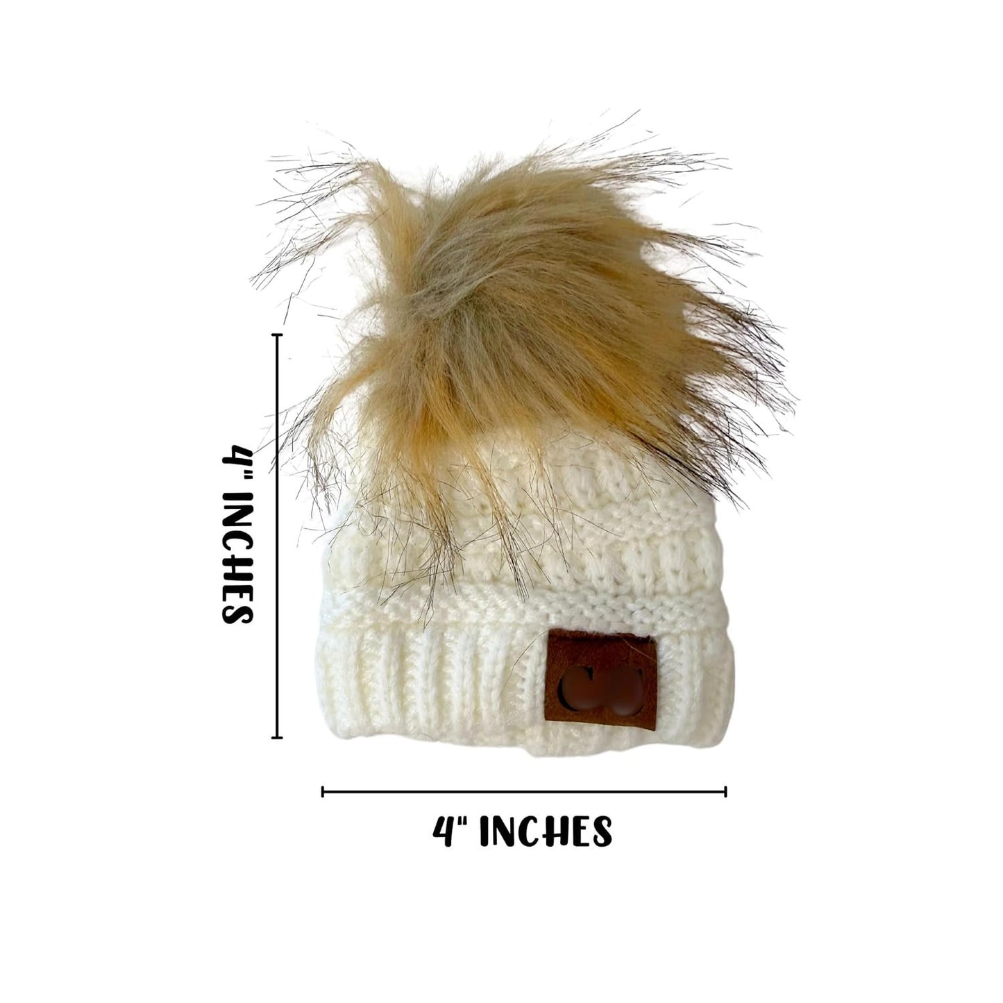 Mini Beanie for Freshie Smiley Faces 10pk with Pom Fluff Ball 2 Pink Bow, 2 Camo, Handmade Car Scented Drip Knit Hat Crafters C C