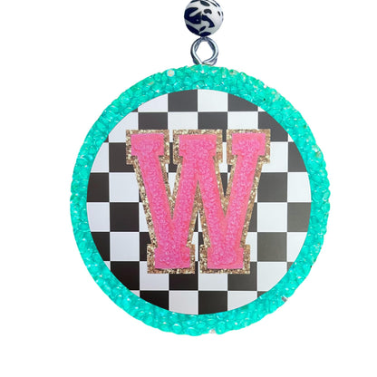 Chenille Letter Freshie Cardstock Cutout Rounds | 26 pk 2.5” inch Circle Checkered Mix Silicone Molds Assorted Bulk Millennial Boujee Alphabet Nurse, Teacher, Initials, Inappropriate Mom