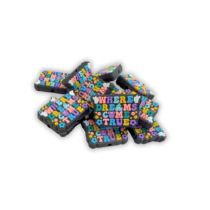 Where Dreams Come True Magical Themed Silicone Focal Bead 12pk Bulk 1.2x0.75” Enchanted Beadable Pen DIY Supplies Characters