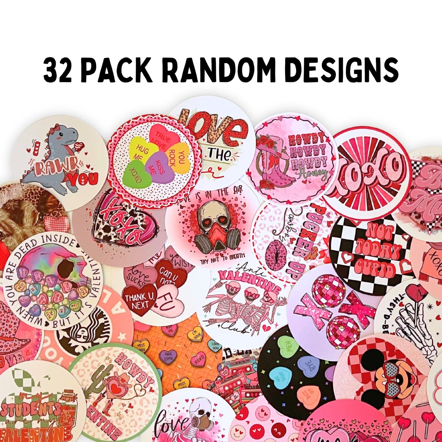 Anti-Valentine’s Day Valentine Circle Cardstocks for Freshie Cutouts 2.5” 32pk Mixed Heart Bulk Silicone Mold Conversation Supplies Aroma Beads Bake