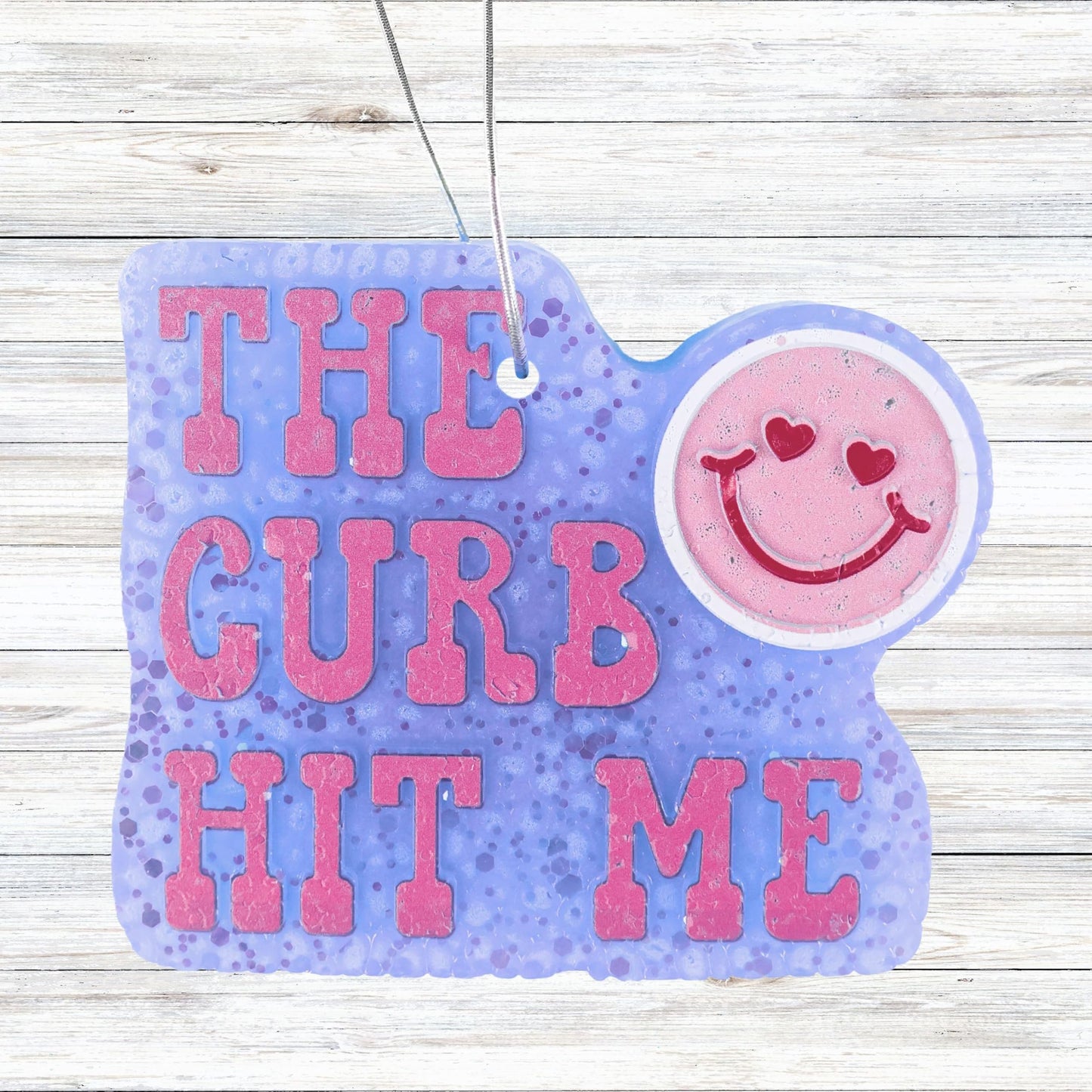The Curb Hit Me Smiley Face Heart Eyes Silicone Freshie Mold 3.75x3.25” Sarcastic Humor Saying Car Candle Bad Mom Club