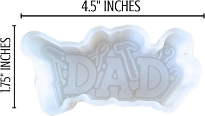 Dad with Tools Freshie Silicone Mold 1.75 x 4.5 x 0.8” Fathers Day Daddy Gift Scented Aroma Beads Supplies Resin, Car Candles, Soap Oven Safe Bake Heat Resistant to 400 F