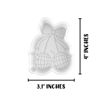 Disco Ball Cherries with Bow Silicone Freshie Mold 3.1x4” Cherry 90’s Retro Trendy Cowgirl Hat Aroma Beads Fragrance Wholesale