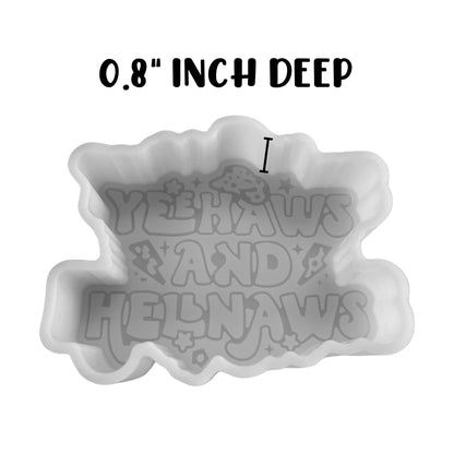 Yeehaws and Hellnaws Silicone Car Freshie Mold Country Music Girls Cowboy Quote Saying Lasso for Scented Aroma Beads Oven Safe