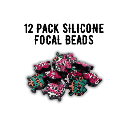 Bow Cow Print Western Style Mama and Heart Shaped Silicone Focal Bead 3cm 12pk Mixed Colors 4pcs Each Design Dog Mom for Beadable Pens Keychains Freshie Hangers