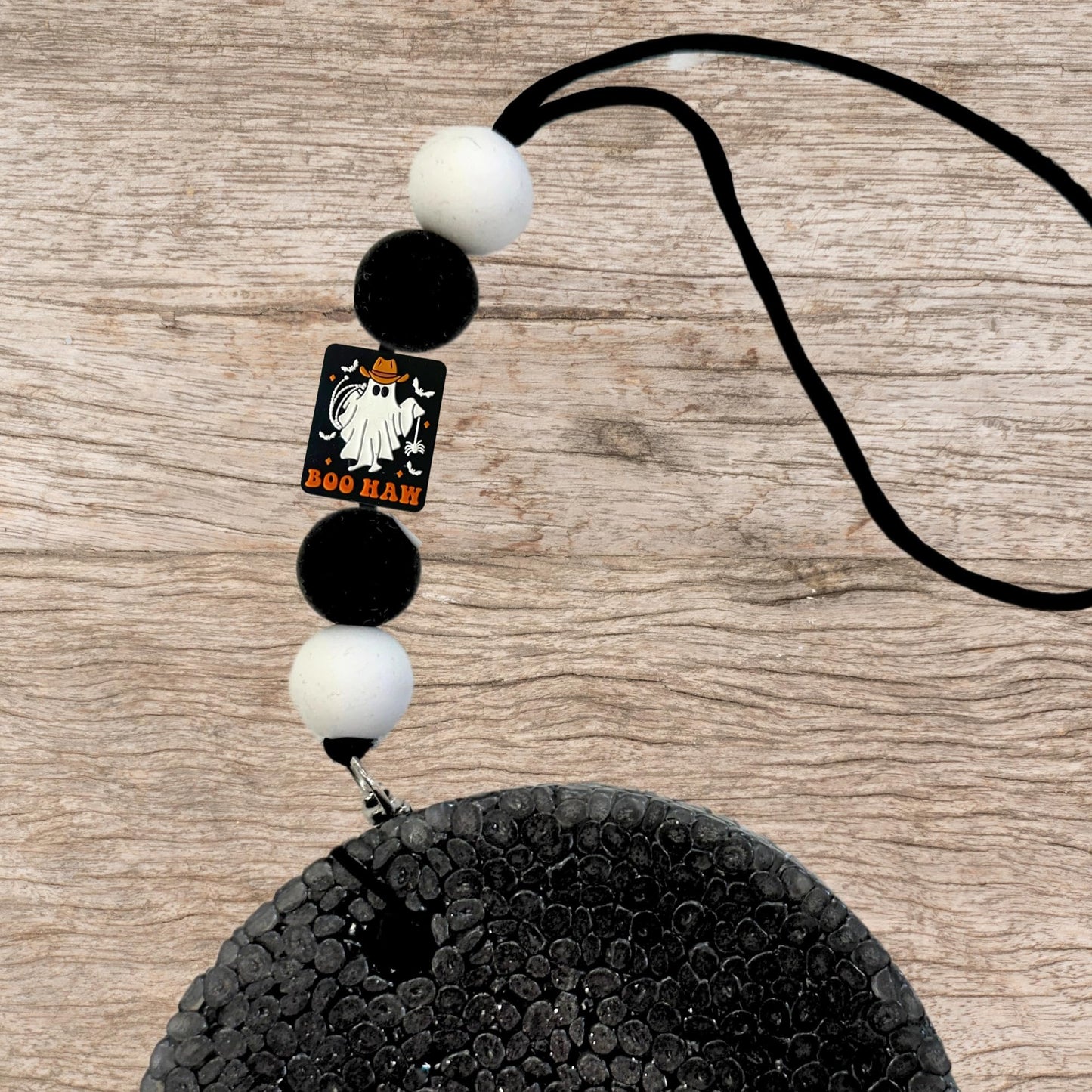 Boo Haw Cowboy Ghost Halloween Silicone Focal Bead 12 pk Bulk Charm Freshie Hanger DIY Beadable Pen Makeup Brush Keychain