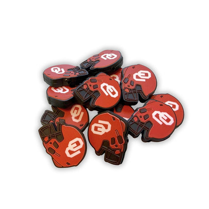 Oklahoma Football Helmet Silicone Focal Bead 12pk 0.95x1.2” Fan University Sports Beadable Pen Bulk Keychain Soon Red Supplies DIY
