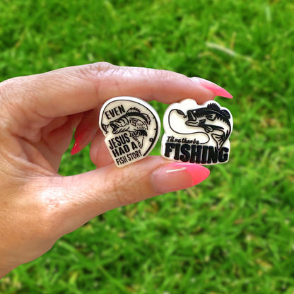 Even Jesus Had a Fishing Story and I’d Rather Be Fishing Silicone Focal Bead 12pk 6 Each Design Manly Bible Verse Beadable Pen Faith Christian