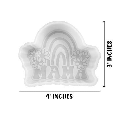 Mama Rainbow with Flowers Silicone Freshie Mold 4x3” Car Freshener Aroma Beads Hanger Mom Era Candle 90’s Retro Trendy Pride