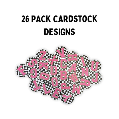 Chenille Letter Freshie Cardstock Cutout Rounds | 26 pk 3” inch Circle Checkered Mix Silicone Molds Assorted Bulk Millennial Boujee Alphabet Teacher, Nurse, Initials