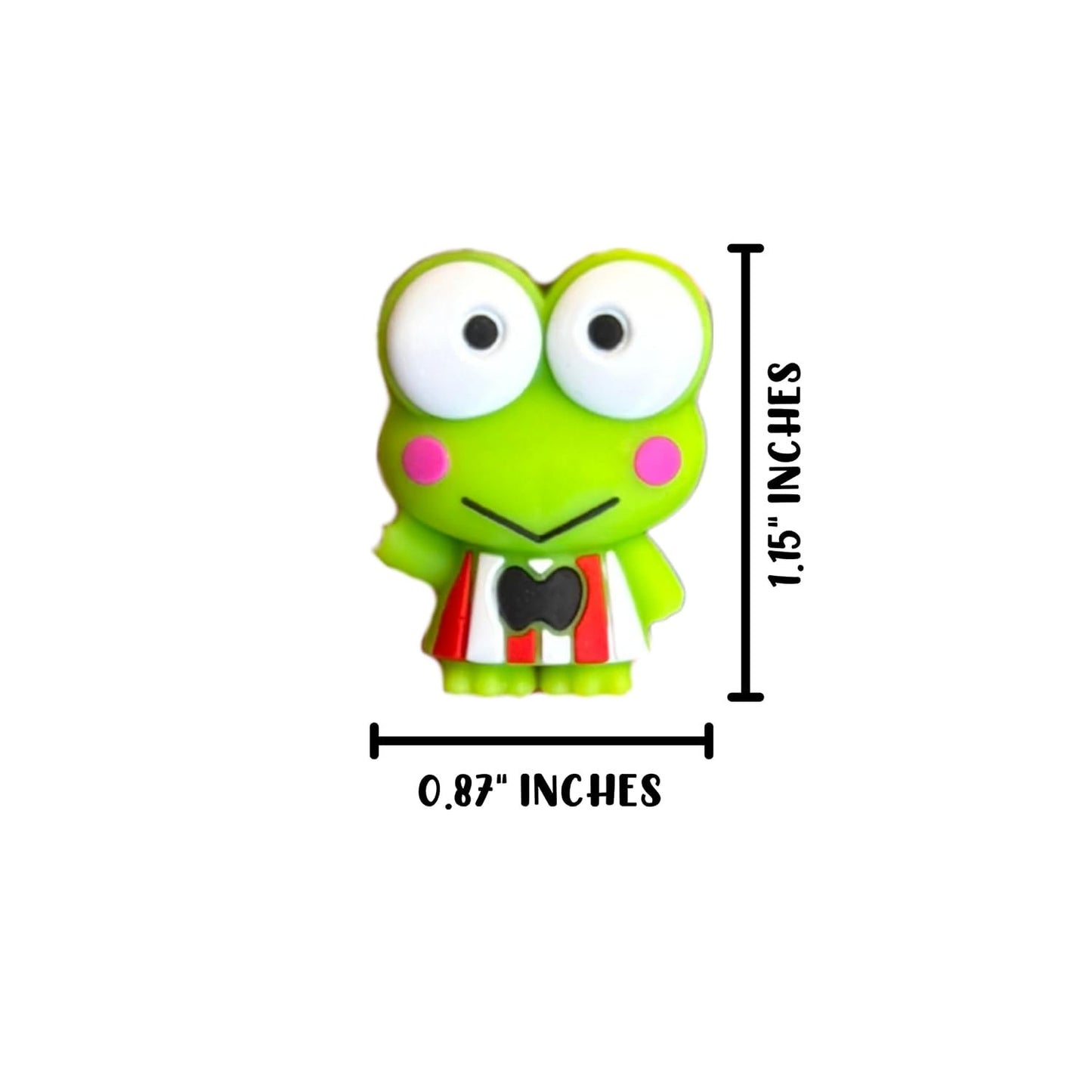 Frog Big Eyes Hello 3D Silicone Focal Bead 12pk Bulk Kitty Kerop 1.15x0.87” Character Beadable Keychain Pen 2 Holes Slider San Striped Shirt