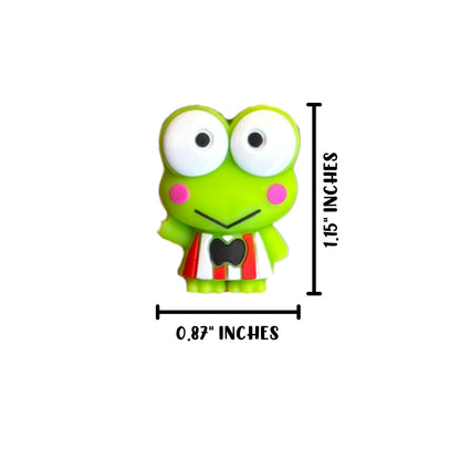 Frog Big Eyes Hello 3D Silicone Focal Bead 12pk Bulk Kitty Kerop 1.15x0.87” Character Beadable Keychain Pen 2 Holes Slider San Striped Shirt