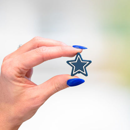 Dallas Focal Bead Sports Football 12pk 1.16” for Bulk Keychains Silicone Charm Beadable Pens Freshie Hangers Logo Game Day Blue Silver